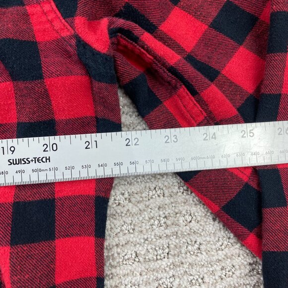 Denim & Flower Lumberjack Shirt Men Medium M Slim Fit Red Black Checkered Polo - Picture 8 of 9